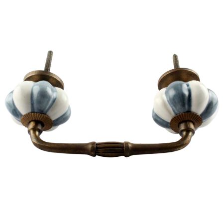 Grey And White Ceramic Melon Bridge Handle